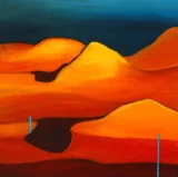 rote Erde / 50x50 cm / gerahmt