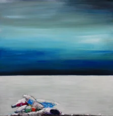 verborgen im Schnee / 80x80 cm / gerahmt 